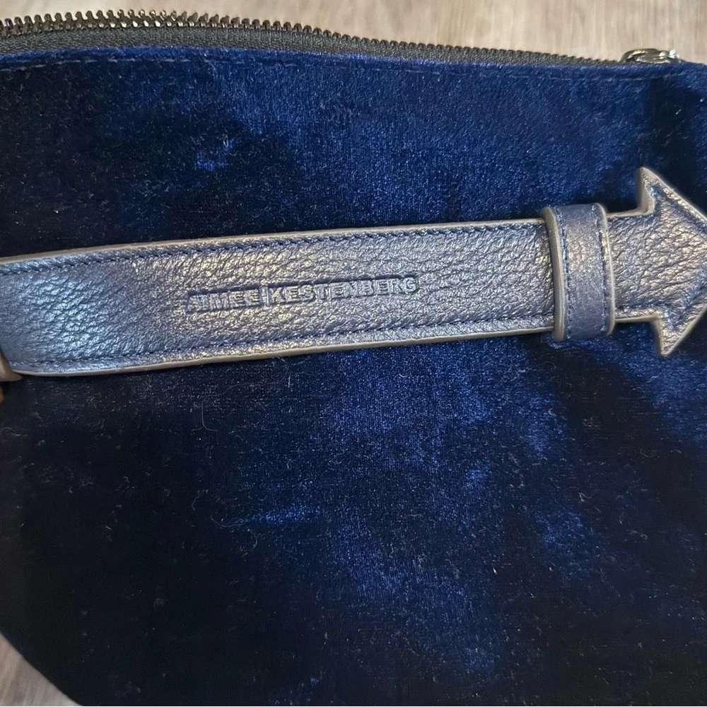 Aimee Kestenberg Melvile Pouch Lapis Blue Leather Velvet Clutch